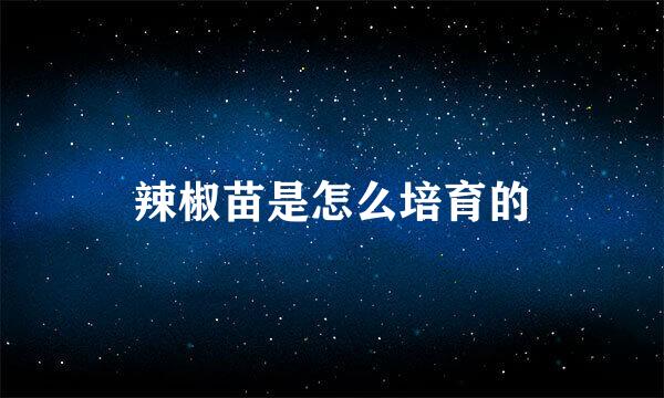 辣椒苗是怎么培育的