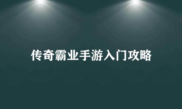 传奇霸业手游入门攻略