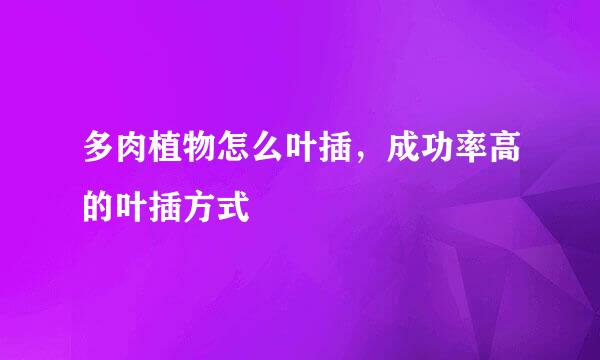 多肉植物怎么叶插，成功率高的叶插方式