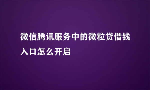 微信腾讯服务中的微粒贷借钱入口怎么开启