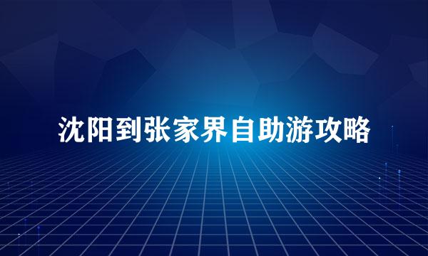 沈阳到张家界自助游攻略