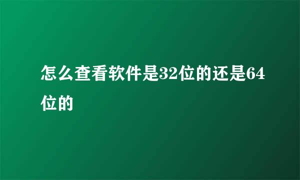 怎么查看软件是32位的还是64位的