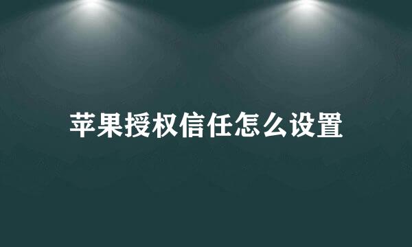苹果授权信任怎么设置