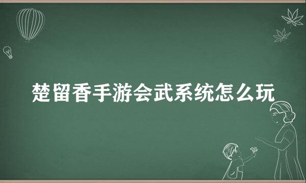 楚留香手游会武系统怎么玩