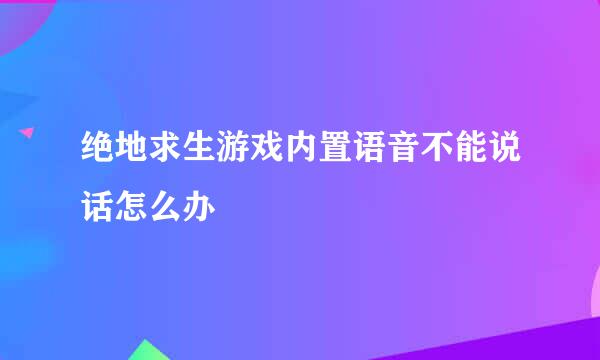 绝地求生游戏内置语音不能说话怎么办