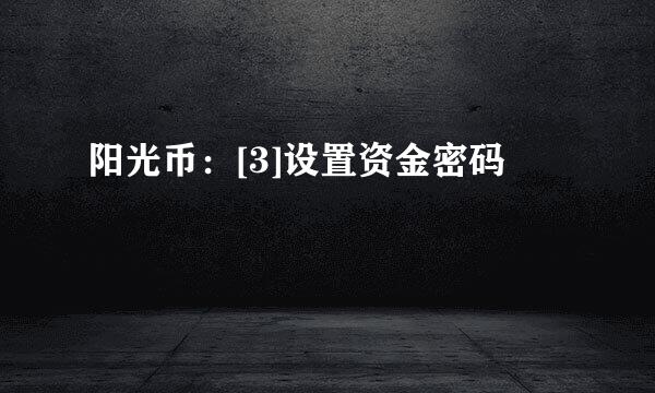 阳光币：[3]设置资金密码