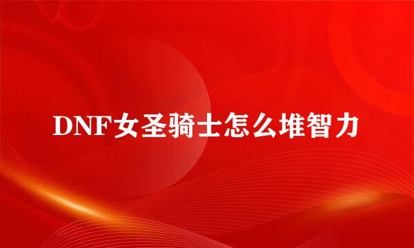 DNF女圣骑士怎么堆智力