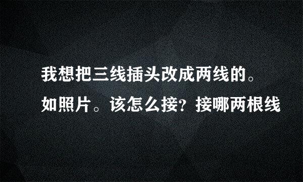 我想把三线插头改成两线的。如照片。该怎么接？接哪两根线