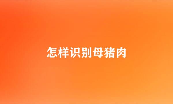 怎样识别母猪肉