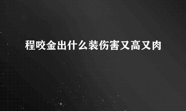 程咬金出什么装伤害又高又肉