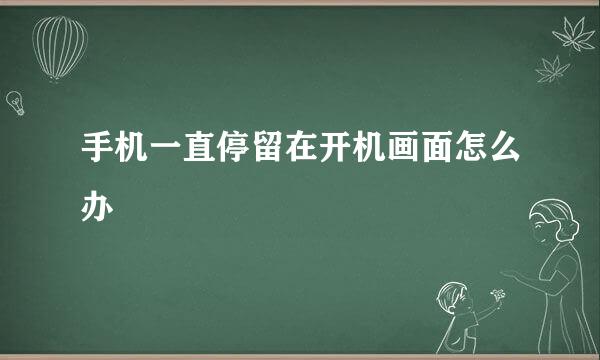 手机一直停留在开机画面怎么办