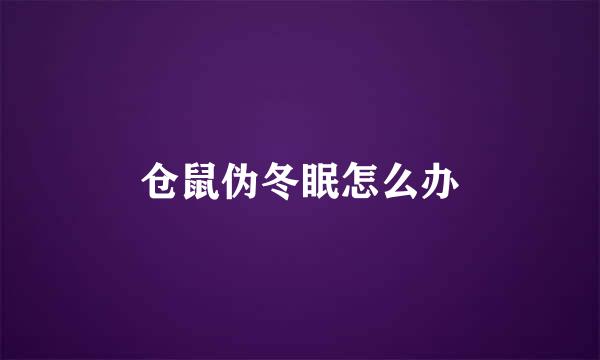 仓鼠伪冬眠怎么办