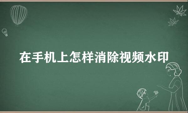 在手机上怎样消除视频水印