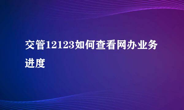交管12123如何查看网办业务进度