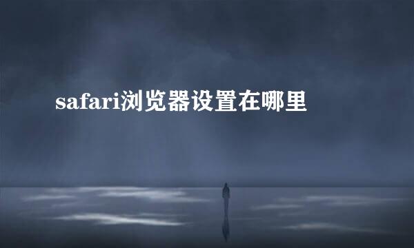 safari浏览器设置在哪里