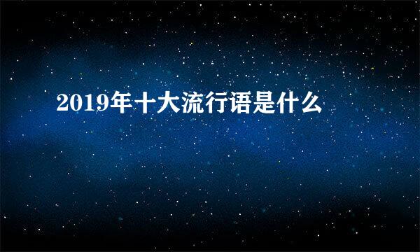 2019年十大流行语是什么