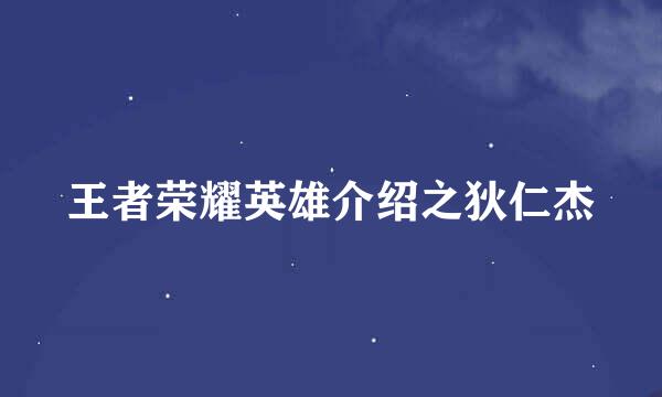 王者荣耀英雄介绍之狄仁杰