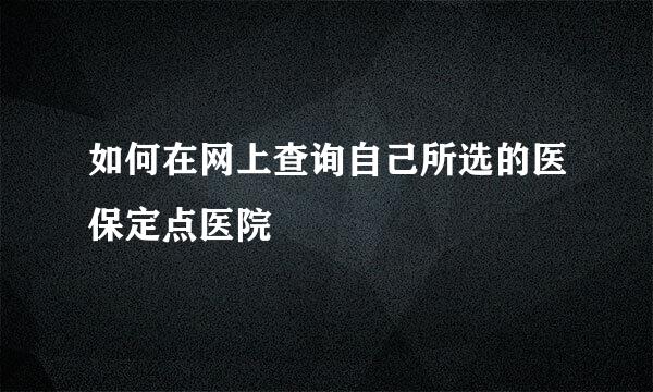 如何在网上查询自己所选的医保定点医院