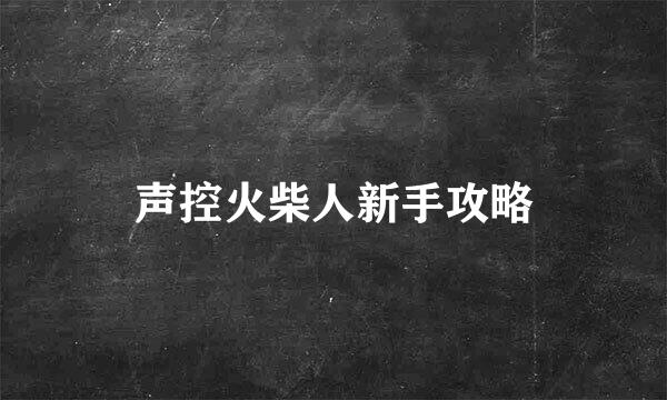 声控火柴人新手攻略