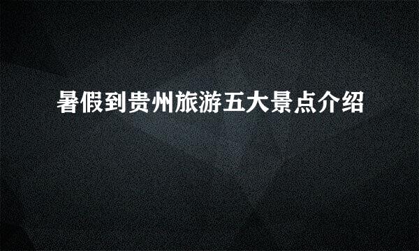 暑假到贵州旅游五大景点介绍