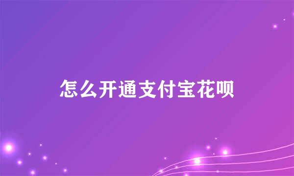 怎么开通支付宝花呗