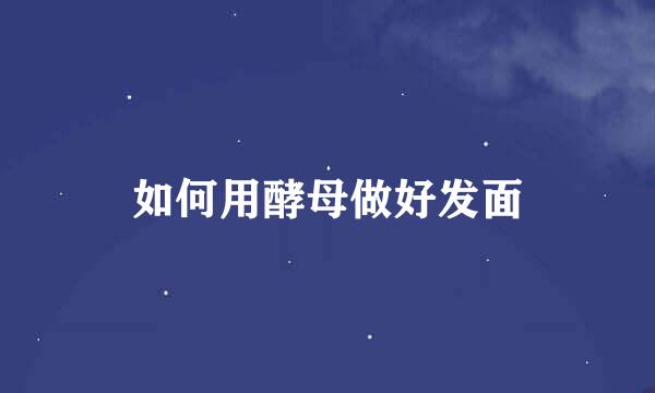如何用酵母做好发面