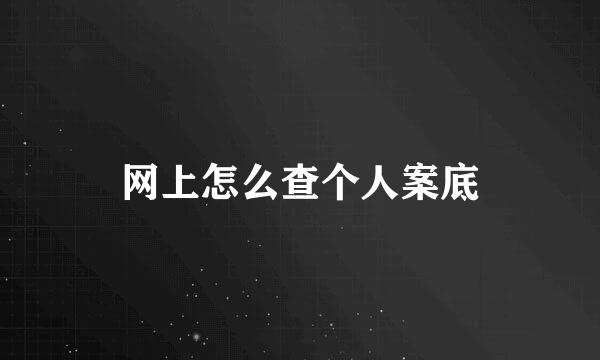 网上怎么查个人案底
