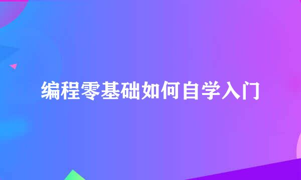编程零基础如何自学入门
