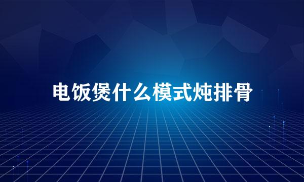 电饭煲什么模式炖排骨