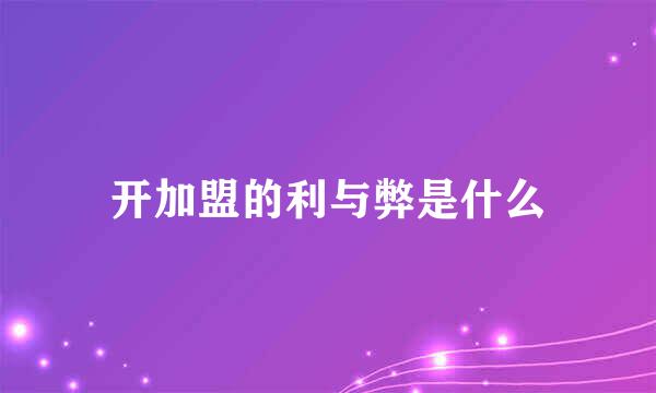 开加盟的利与弊是什么