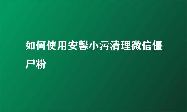 如何使用安馨小污清理微信僵尸粉