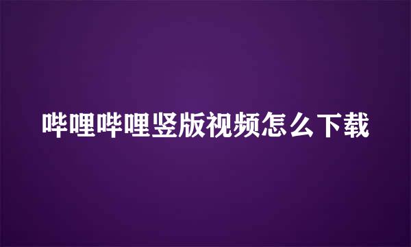 哔哩哔哩竖版视频怎么下载