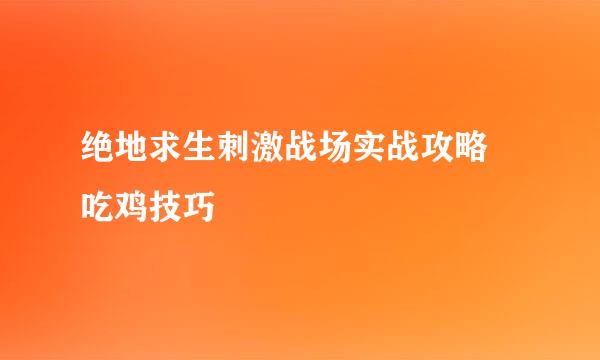 绝地求生刺激战场实战攻略 吃鸡技巧