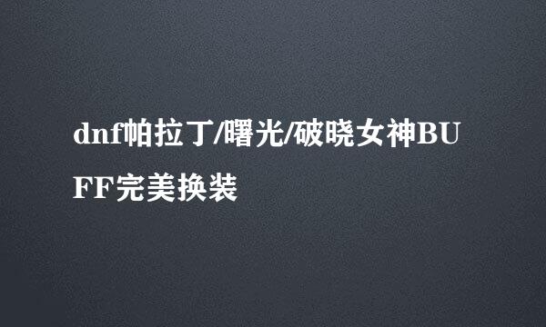dnf帕拉丁/曙光/破晓女神BUFF完美换装