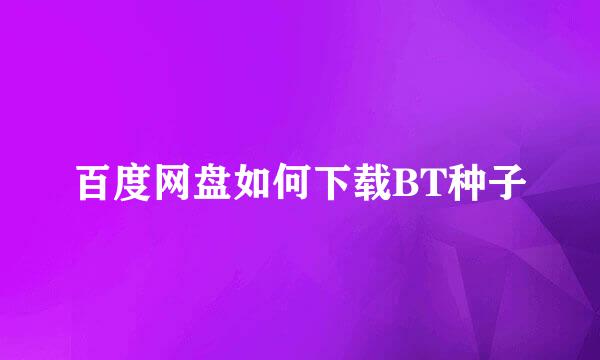 百度网盘如何下载BT种子