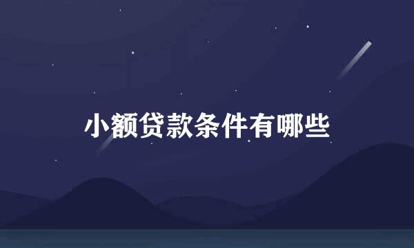 小额贷款条件有哪些