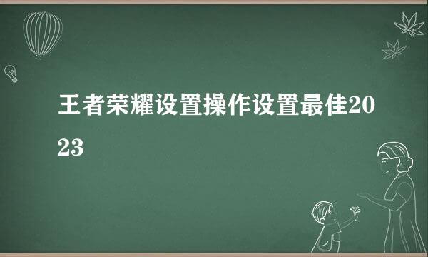 王者荣耀设置操作设置最佳2023