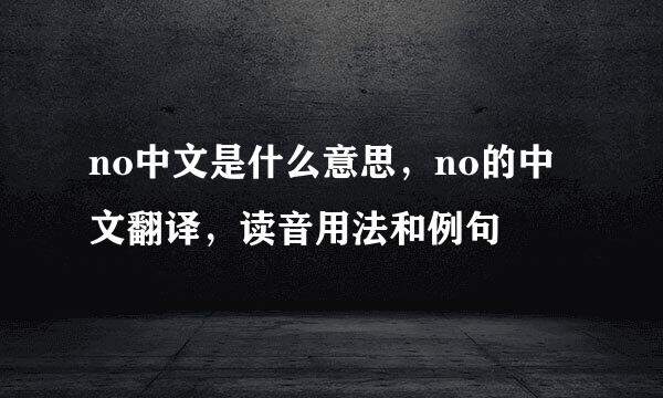 no中文是什么意思，no的中文翻译，读音用法和例句