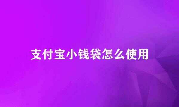 支付宝小钱袋怎么使用