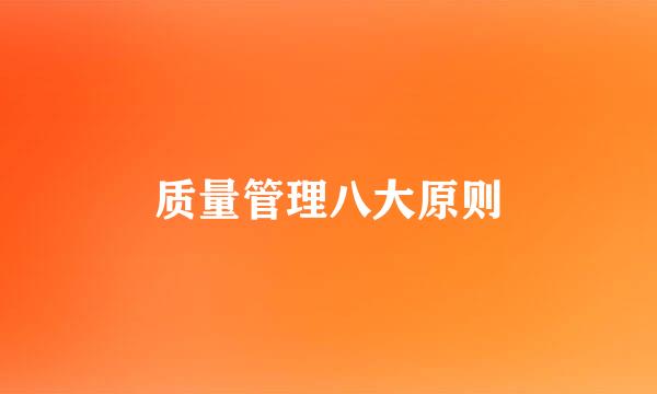 质量管理八大原则