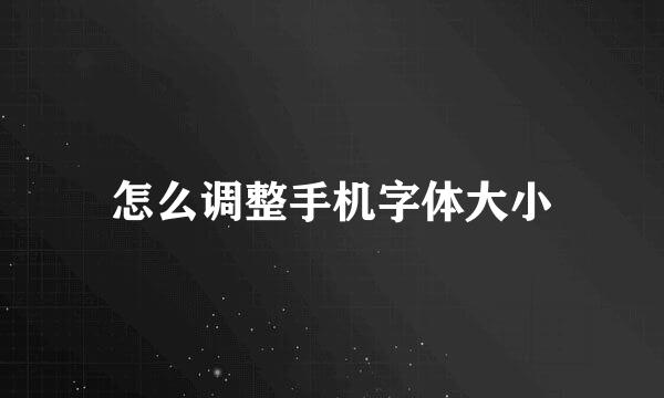 怎么调整手机字体大小