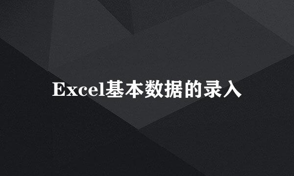 Excel基本数据的录入