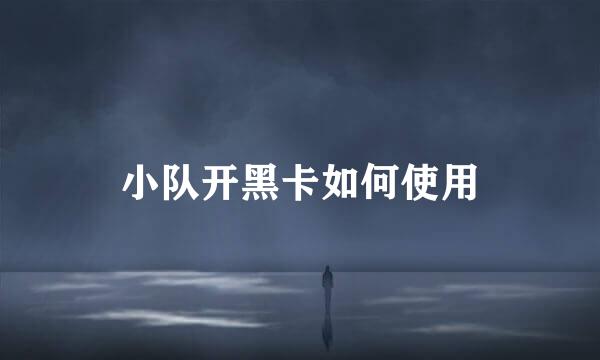 小队开黑卡如何使用