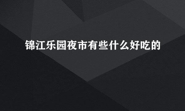 锦江乐园夜市有些什么好吃的