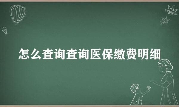 怎么查询查询医保缴费明细