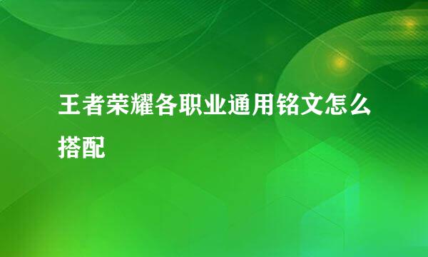 王者荣耀各职业通用铭文怎么搭配