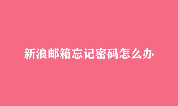新浪邮箱忘记密码怎么办