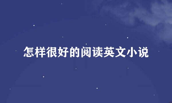 怎样很好的阅读英文小说