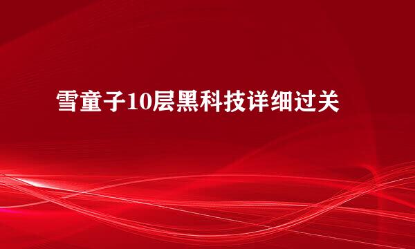 雪童子10层黑科技详细过关