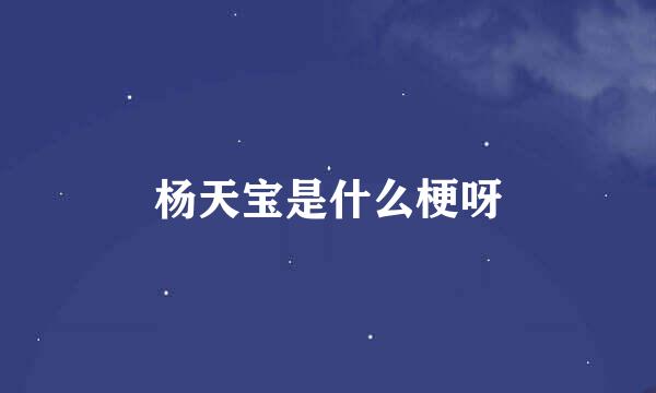 杨天宝是什么梗呀